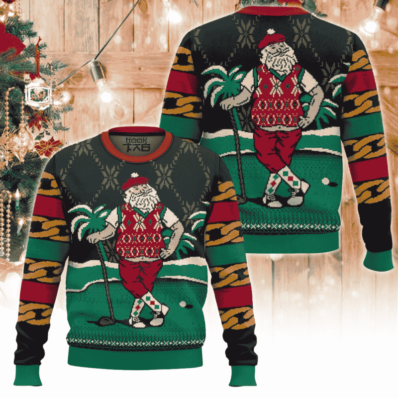 Golf Santa Christmas Ugly Sweater