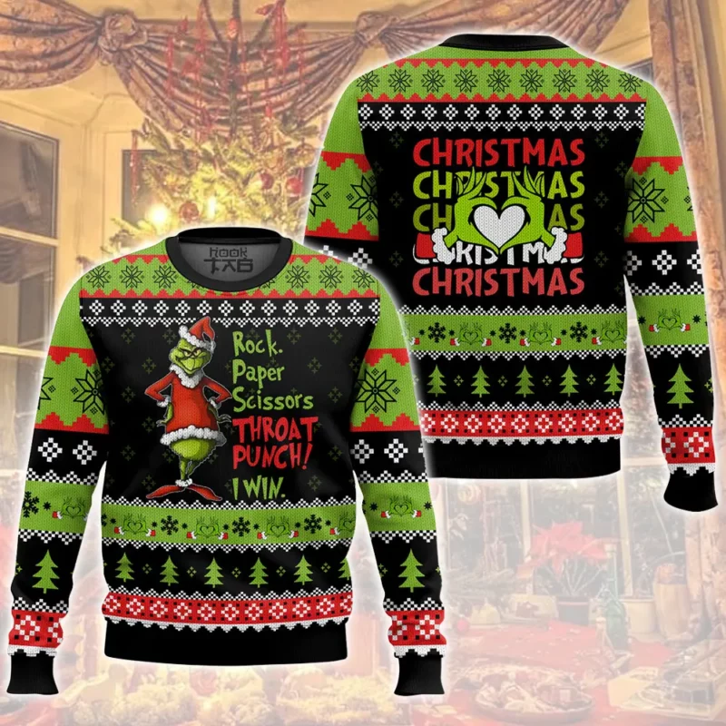 I win Grinch Christmas Ugly Sweater