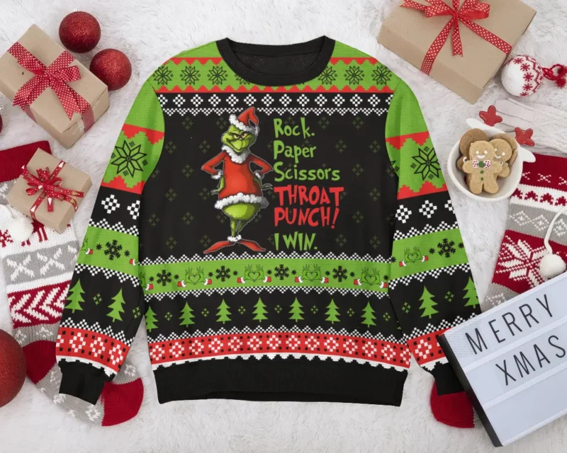 I win Grinch Christmas Ugly Sweater