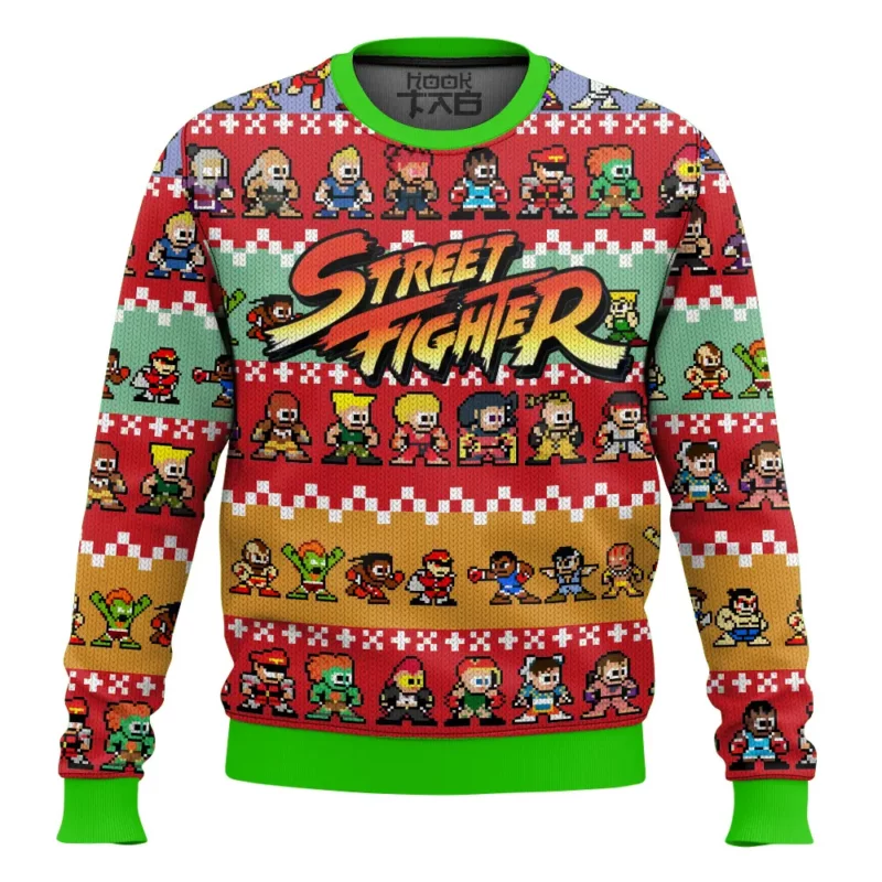 Pixel Street Fighter Ugly Christmas Sweater