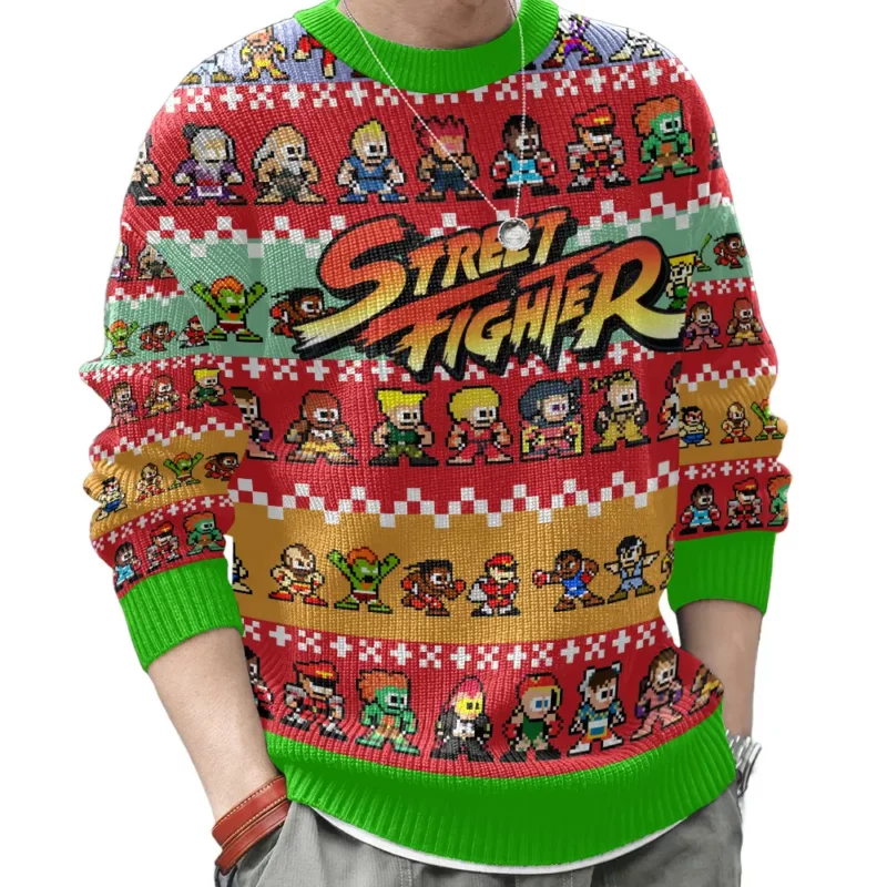 Pixel Street Fighter Ugly Christmas Sweater