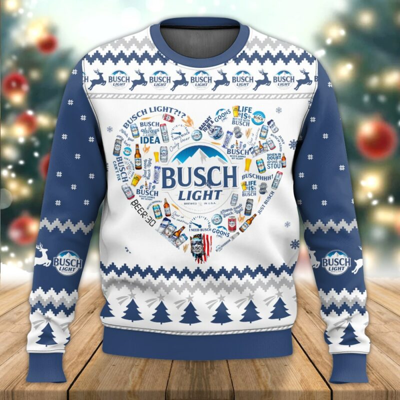 Busch Light Heart Ugly Sweater