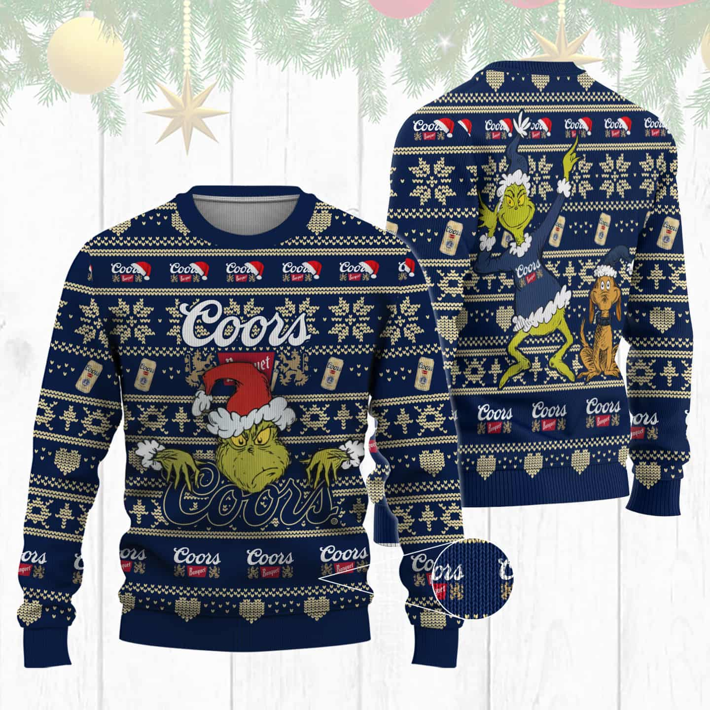 Coors Banquet Grinch Ugly Sweater