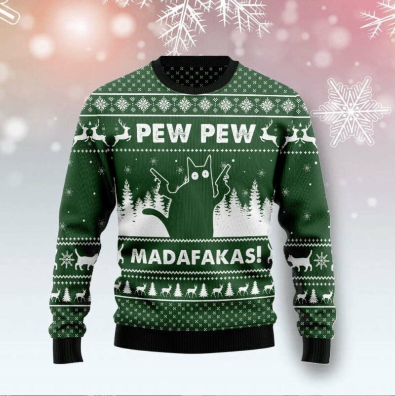 Cat Pew Pew Ugly Sweater