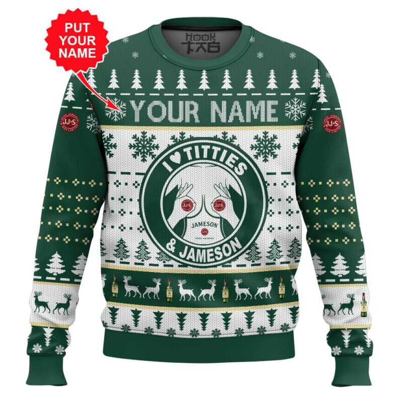 Custom Name Jameson Titties Funny Ugly Sweater