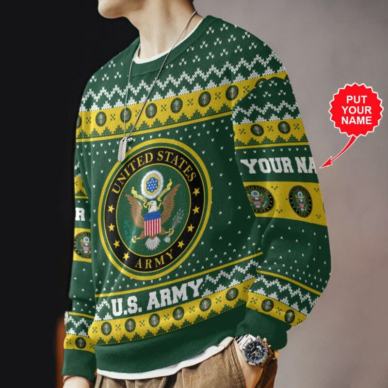 Custom Name US Army Ugly Sweater