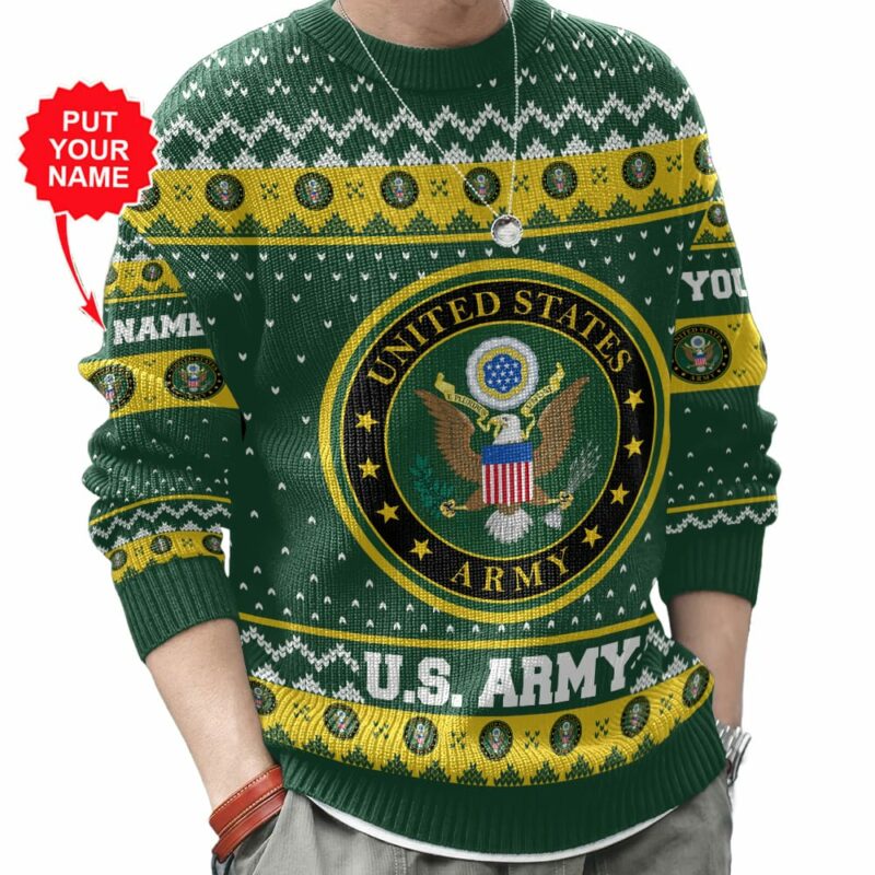 Custom Name US Army Ugly Sweater