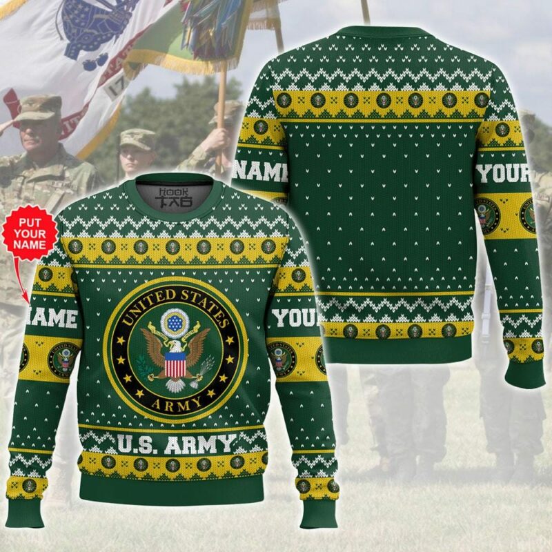 Custom Name US Army Ugly Sweater