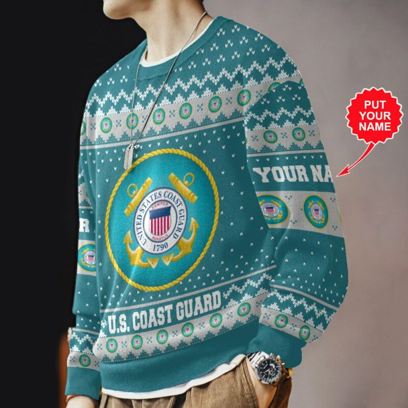 Custom Name US Coast Guard Ugly Sweater