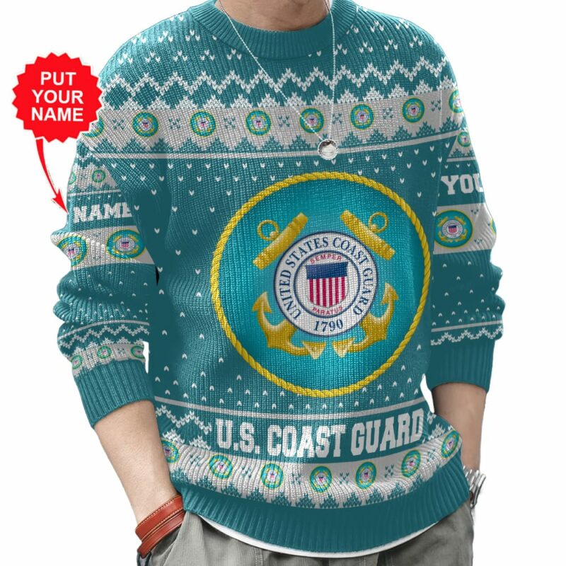 Custom Name US Coast Guard Ugly Sweater