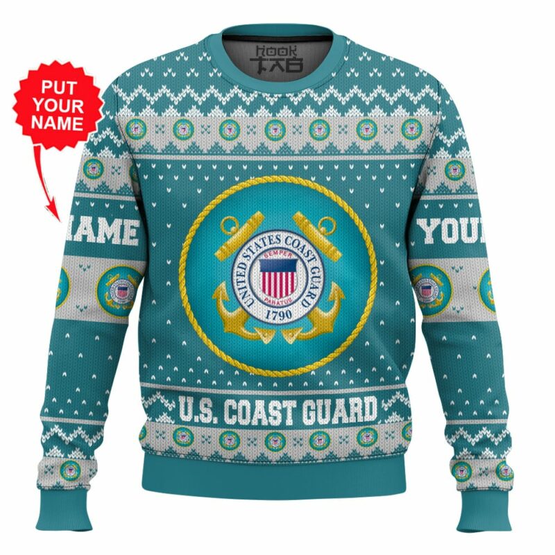 Custom Name US Coast Guard Ugly Sweater