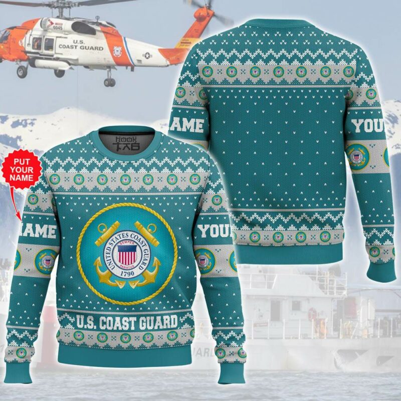 Custom Name US Coast Guard Ugly Sweater