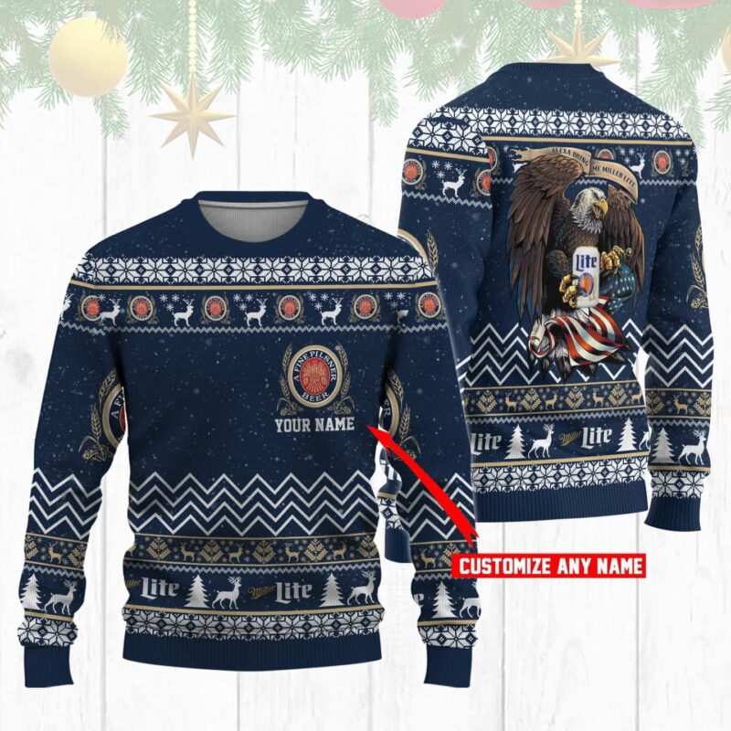 Personalized Miller Lite Eagle Ugly Sweater