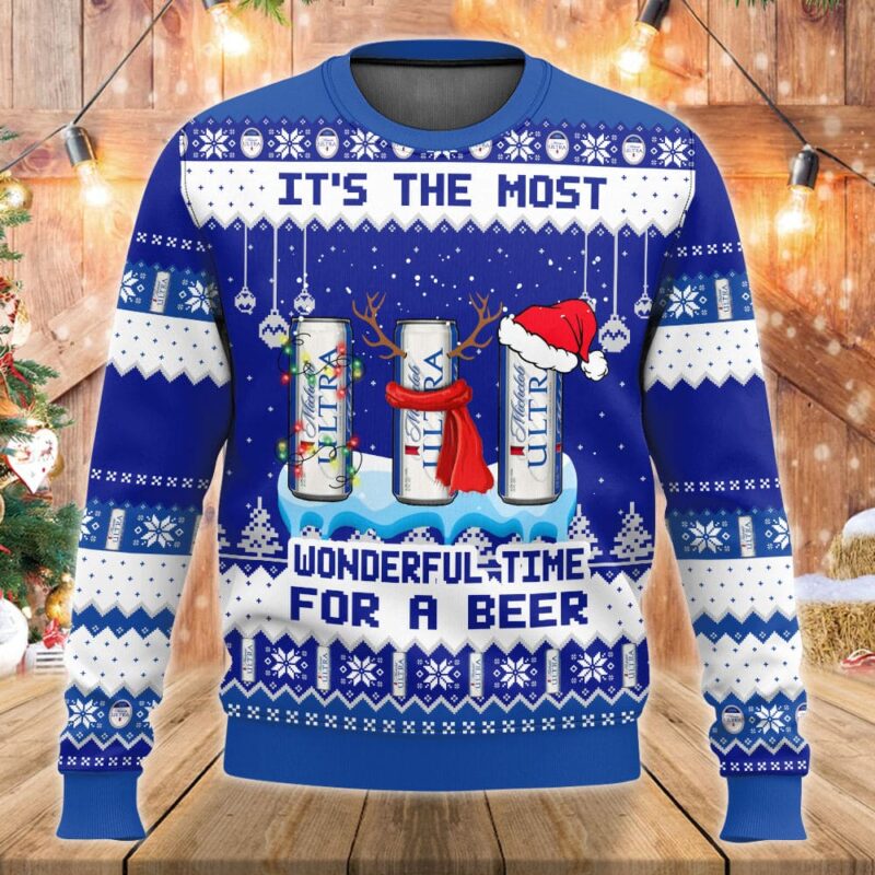 Michelob Ultra It's The Most Wonderful Time For A Beer Ugly Sweater