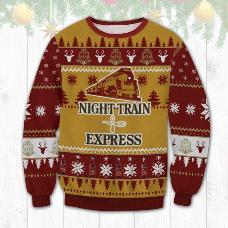 Night Train Express Wine Ugly Christmas Sweater- Christmas Gifts 2024