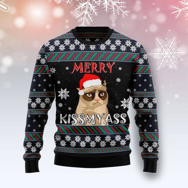 Grumpy Cat Kissmyass Funny Ugly Sweater