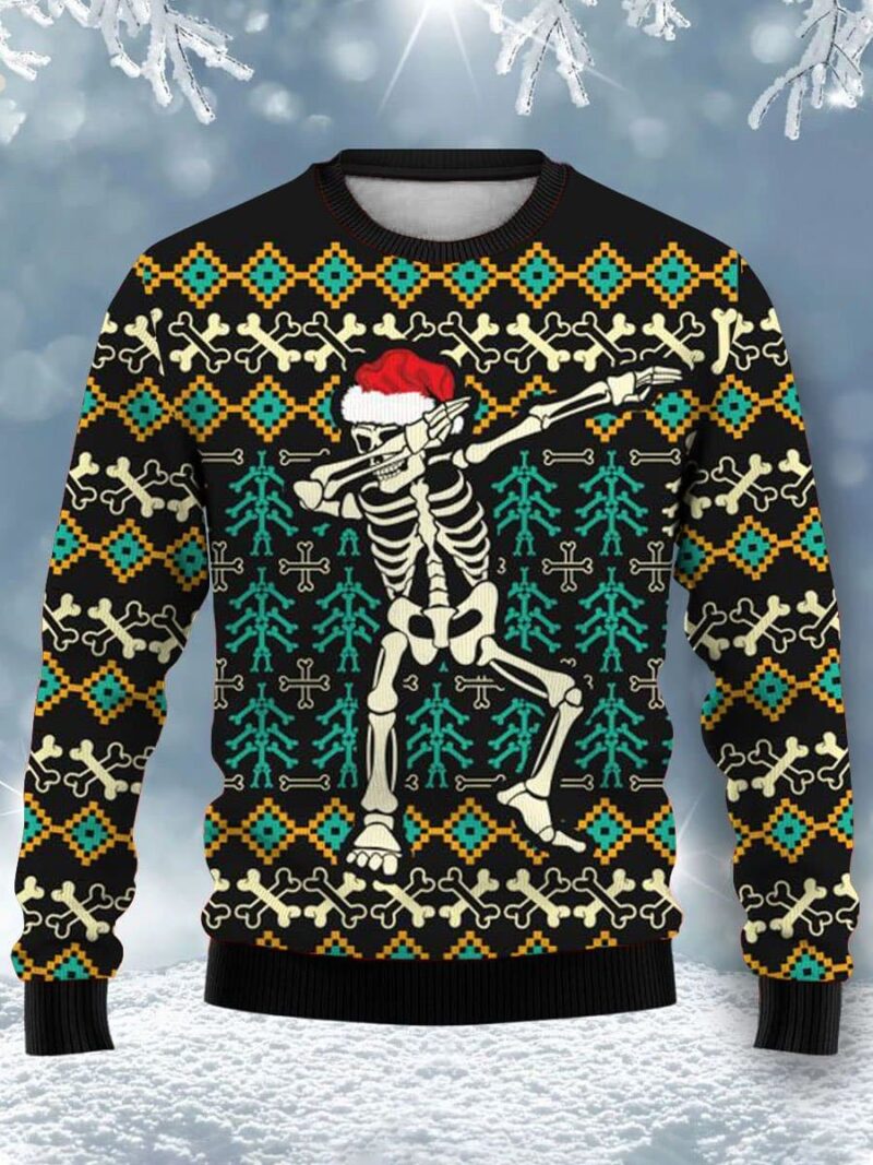 Skull Dabbing Ugly Christmas Sweater