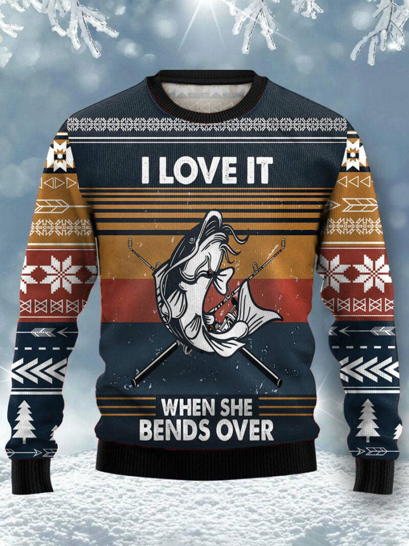 Fishing I Love It Xmas Christmas Gift For Fisher Lover Ugly Sweater