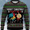 Merry Christmas Cock Print Crewugly Christmas Sweater