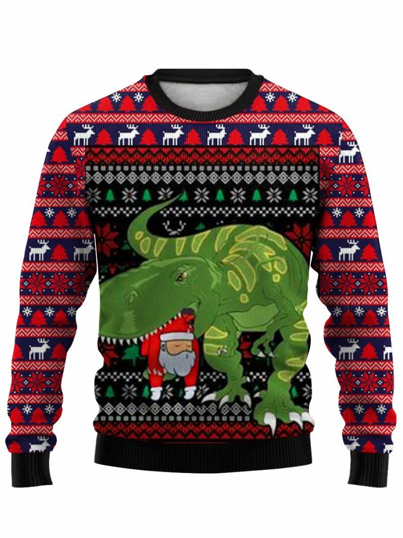 Dinosaur Santa Ugly Christmas Sweater