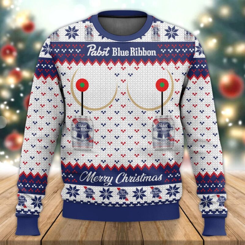 Pabst Blue Ribbon Ugly Christmas Sweater