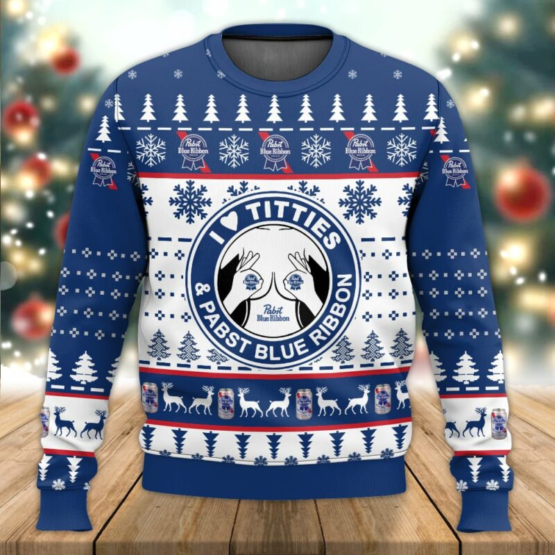 Pabst Blue Ribbon Titties Funny Ugly Sweater