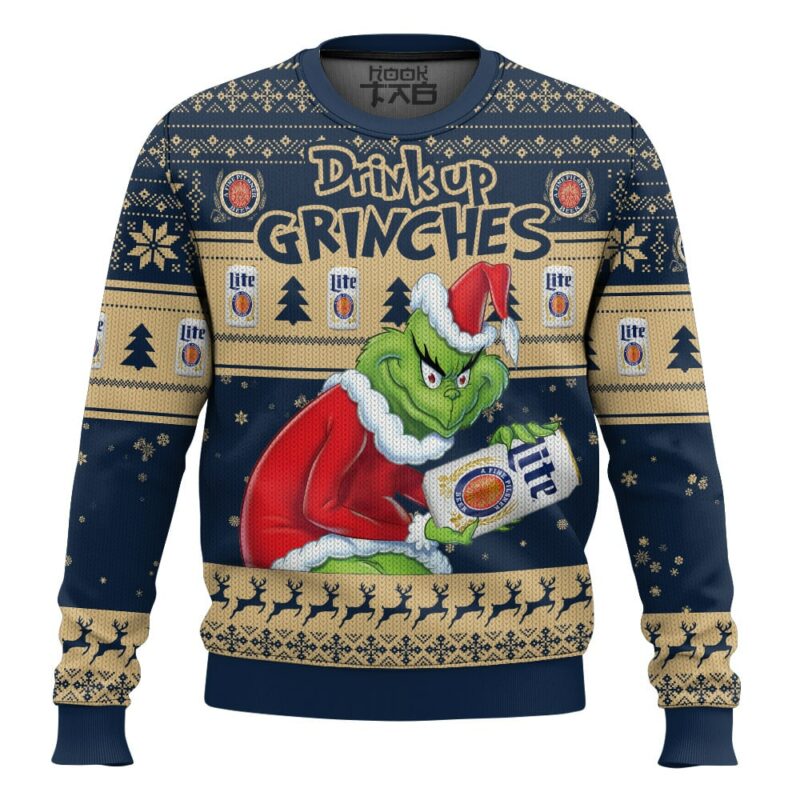 Drink Up Grinches Miller Lite Ugly Sweater