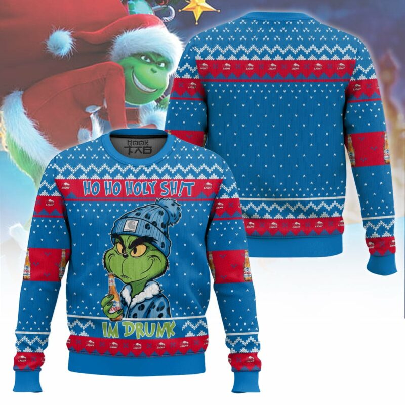 Ho Ho Holy Sh!t Im Drunk Coors Light Grinch Ugly Sweater