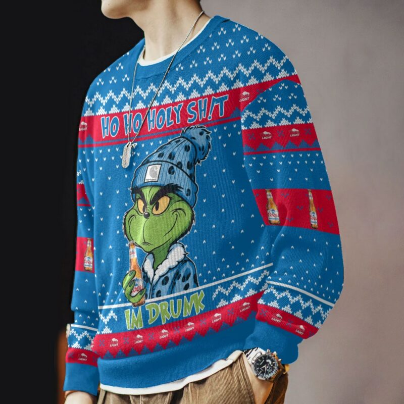 Ho Ho Holy Sh!t Im Drunk Coors Light Grinch Ugly Sweater