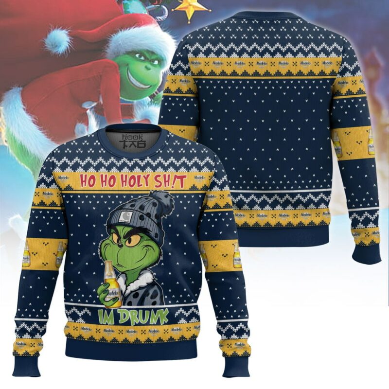 Ho Ho Holy Sh!t Im Drunk Modelo Grinch Ugly Sweater