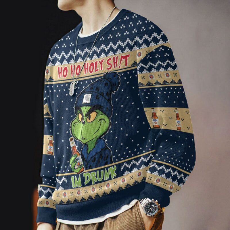 Ho Ho Holy Sh!t Im Drunk Miller Lite Grinch Ugly Sweater