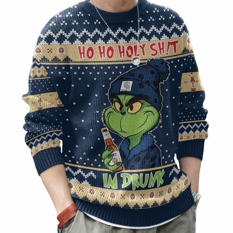 Ho Ho Holy Sh!t Im Drunk Miller Lite Grinch Ugly Sweater