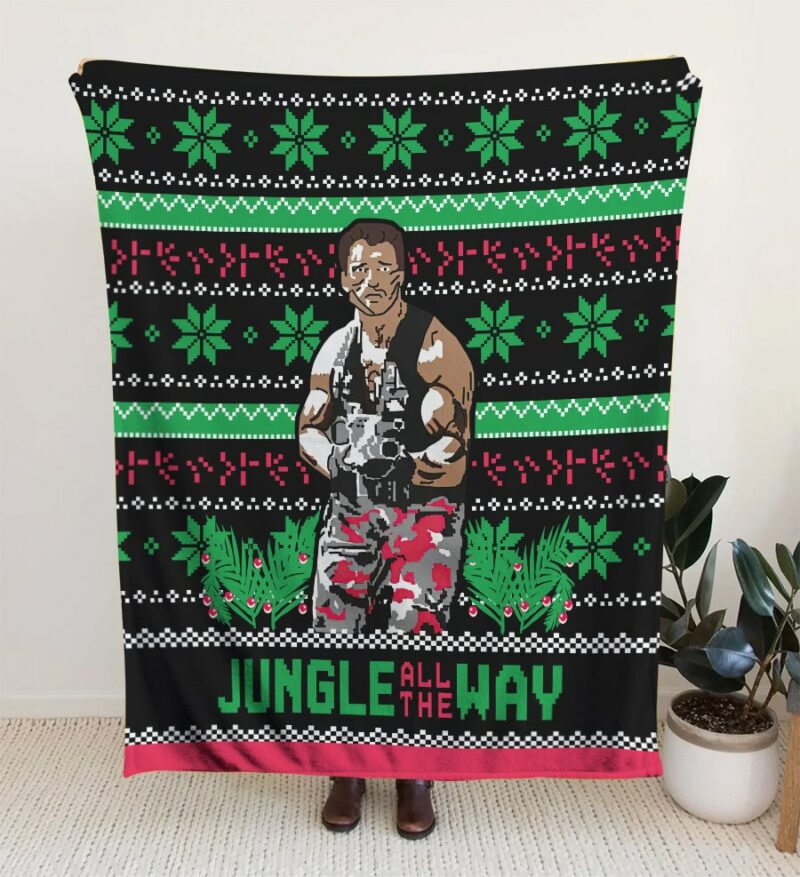 Schwarzenegger Predator "Jungle All the way" Christmas Blanket