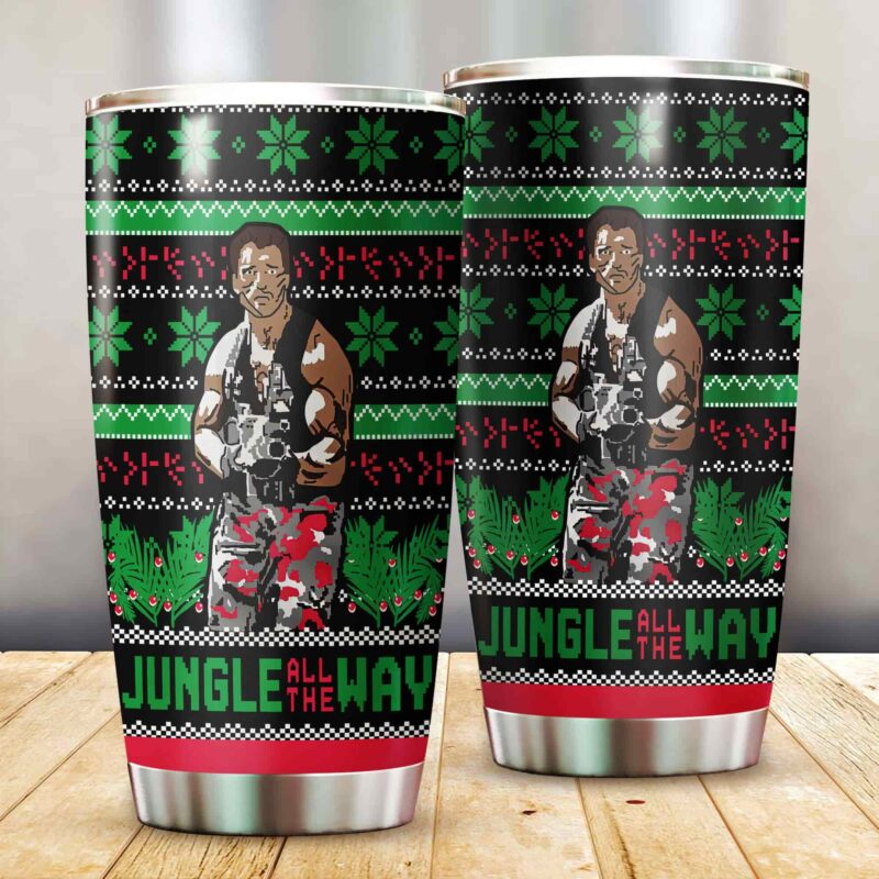 Schwarzenegger Predator "Jungle All the way" Christmas Tumbler