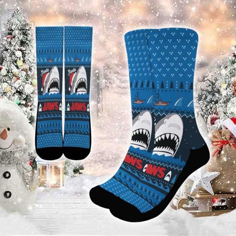 Santa Jaws Jaws 3D Socks