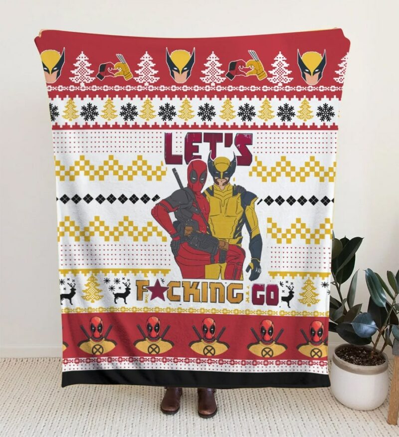 Let’s Go Deadpool Wolverine Blanket