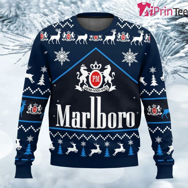 Marlboro Ice Blast Cigarettes Ugly Christmas Sweater