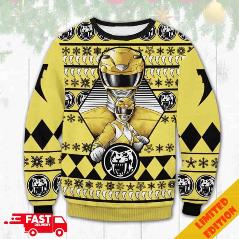 Yellow Power Rangers Ugly Christmas Sweater For Men And Women