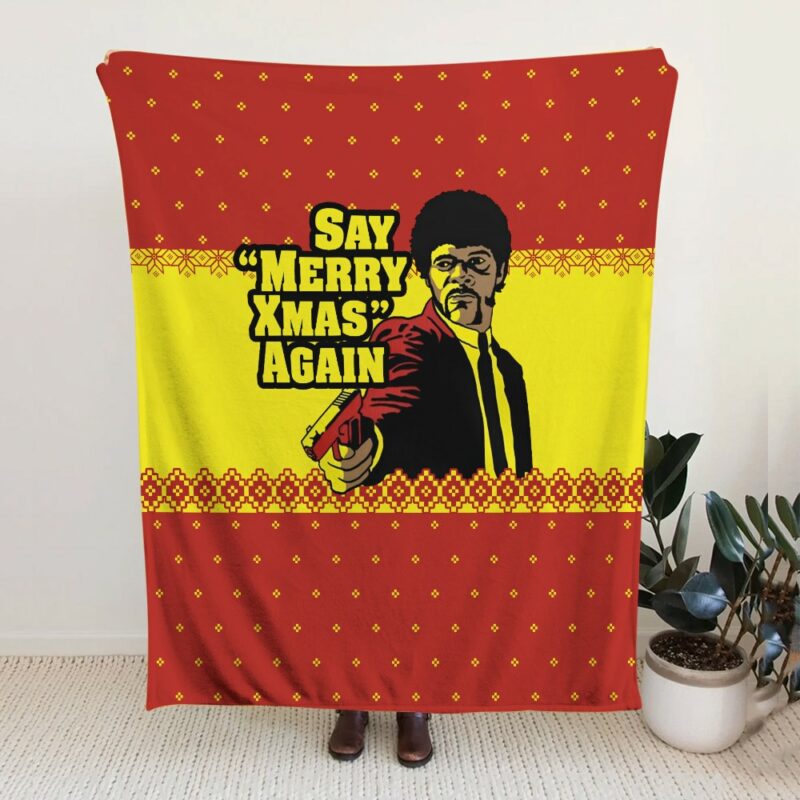 Merry Xmas Again Pulp Fiction Blanket