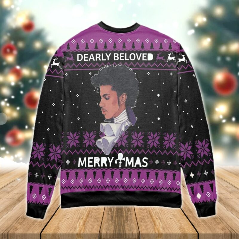 Prince Dearly Beloved Merry Christmas Black Purple Ugly Christmas Sweater Christmas Gift