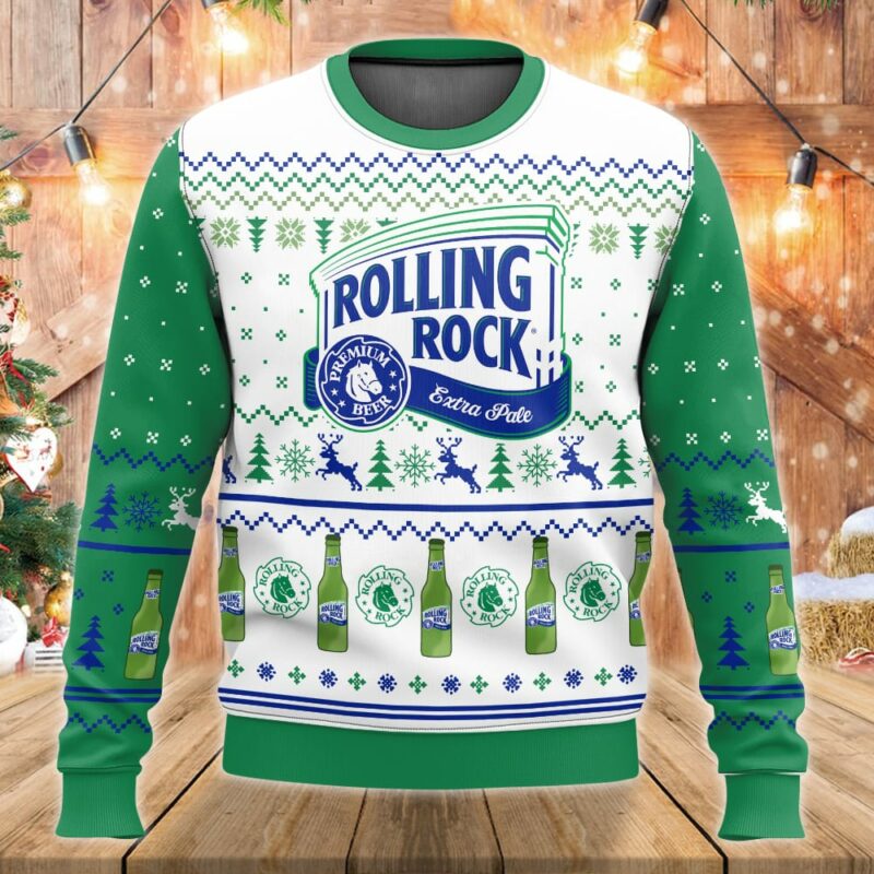 Rolling Rock 3D Sweater Christmas Gift Ugly Christmas Sweater