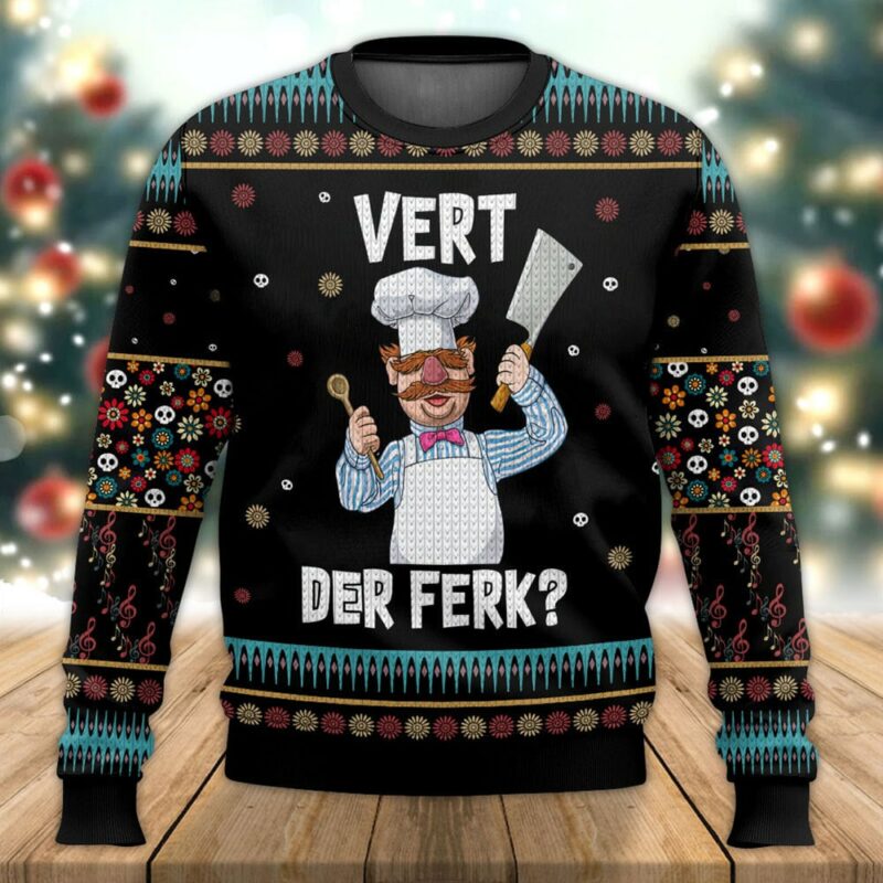 Funny Swedish Chef Vert Der Ferk Ugly Christmas Sweater