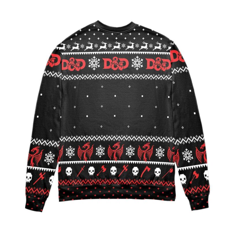 Dungeons And Dragons Dice Snowflake Pattern Ugly Christmas Sweater All Over Print 3D Sweater Black