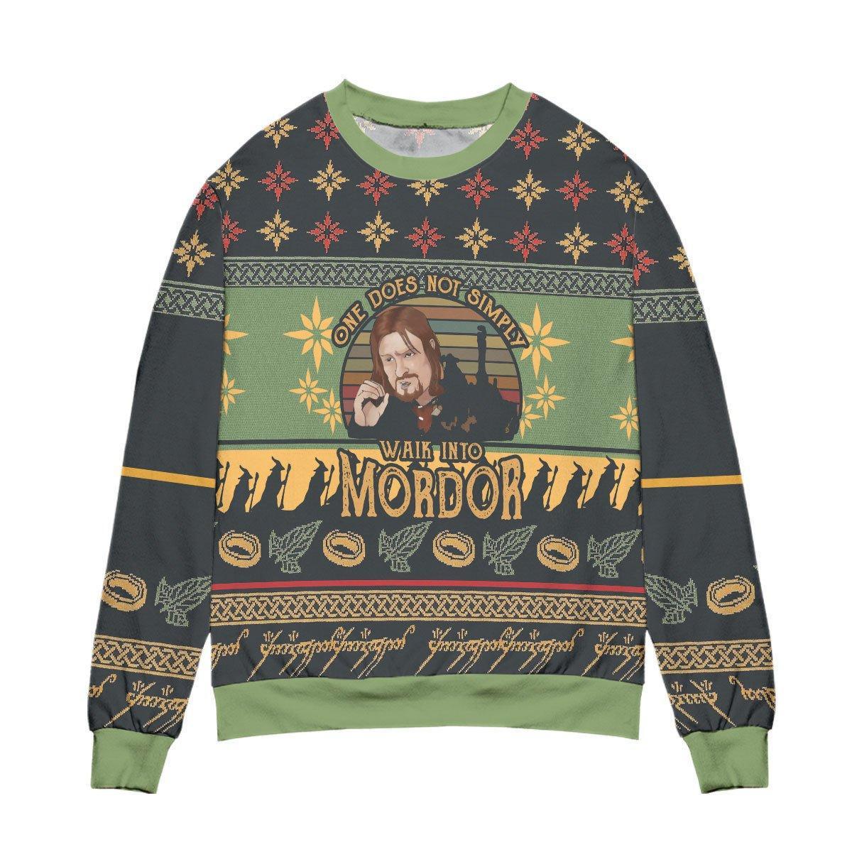 Lord Of The Rings Boromir One Does Not Simply Walk Into Mordor Ugly Christmas Sweater