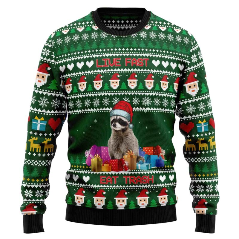 Raccoon Eat Trash Ugly Christmas Sweater