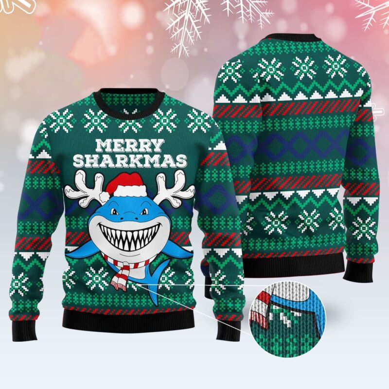 Merry Sharkmas Ugly Christmas Sweater