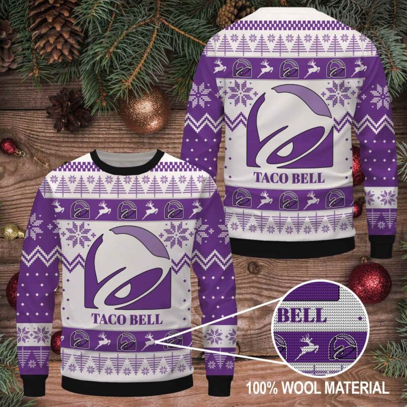 Taco Bell Ugly Sweater Christmas Gift Ideas Purple