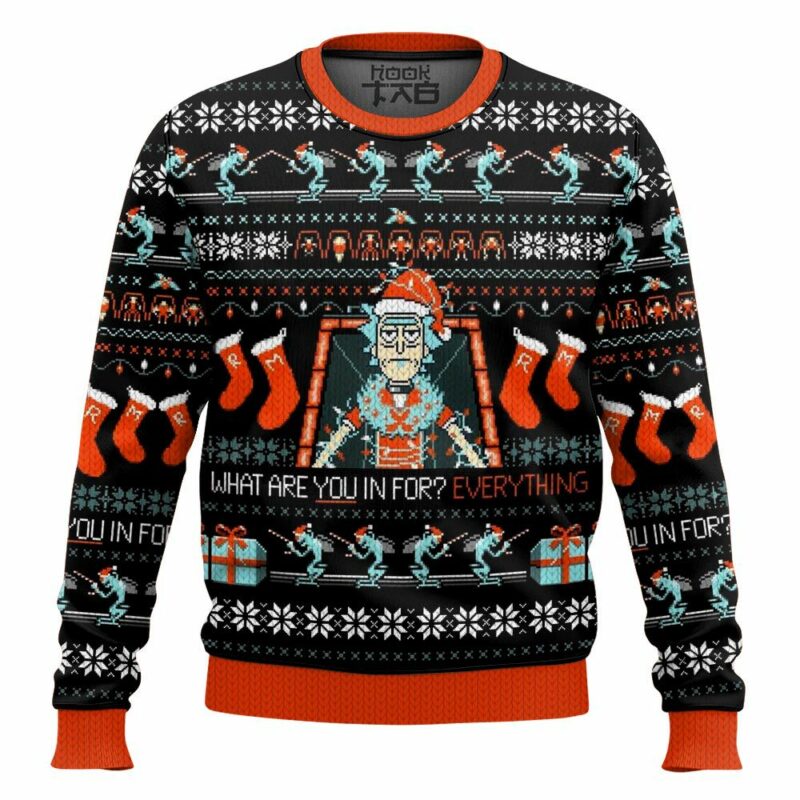 What Are You In For? Everything Rick And Morty Ugly Sweater