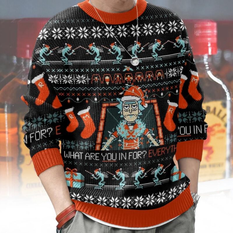 What Are You In For? Everything Rick And Morty Ugly Sweater