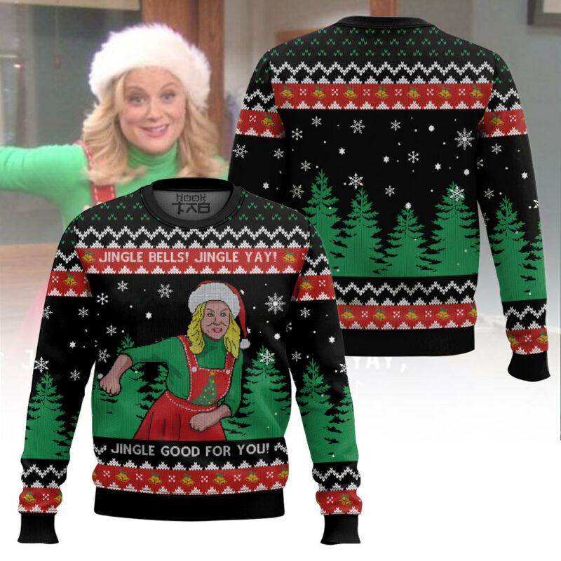 Leslie Knope Jingle Bells, Jingle Yay, Jingle Good For You Leslie Knope Parks and Recreation Ugly Sweater